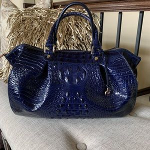 Navy Blue Brahmin Satchel Handbag